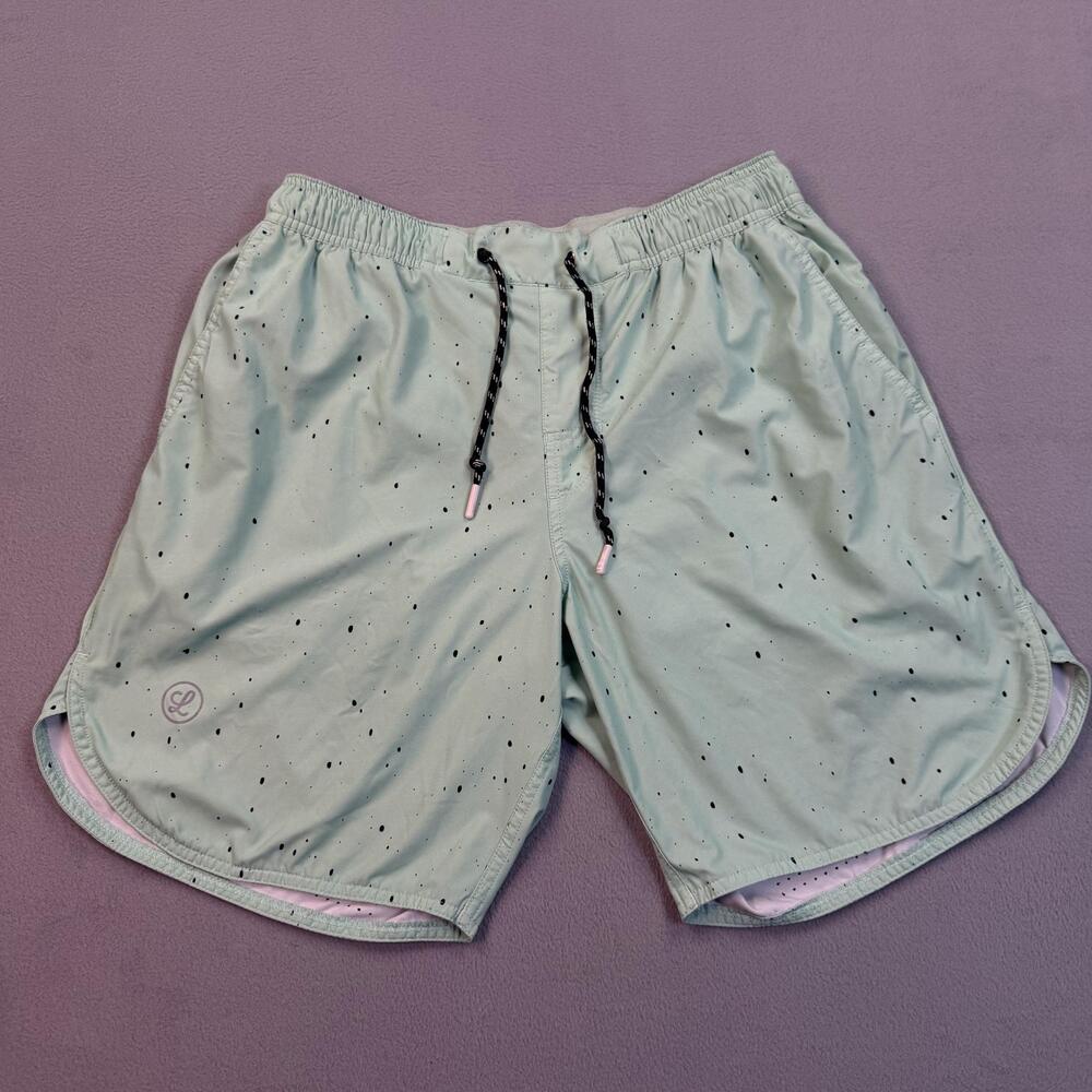 Legends Shorts Mens 28 Green Lined 7 Inseam Running Training Spotted Athletic